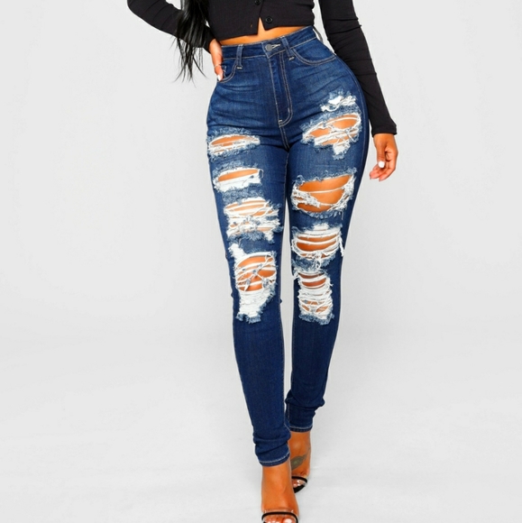 Fashion Nova Denim - Fashion Nova High Rise Destressed Skinny Jeans